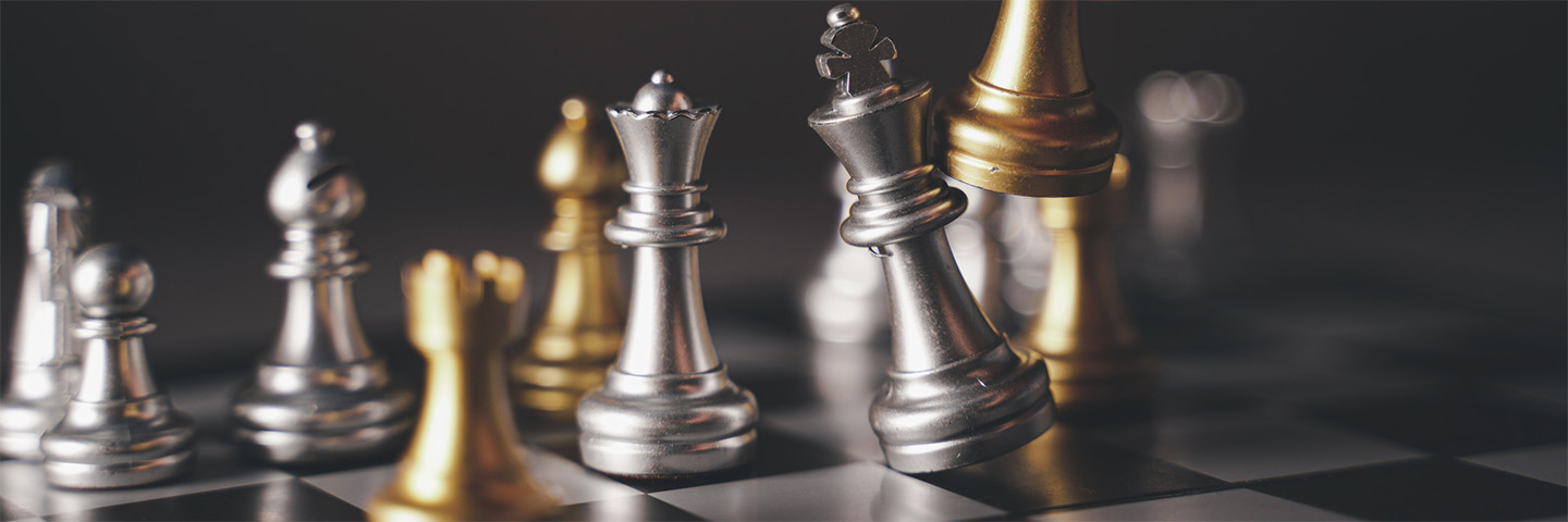 Chess pieces on a board